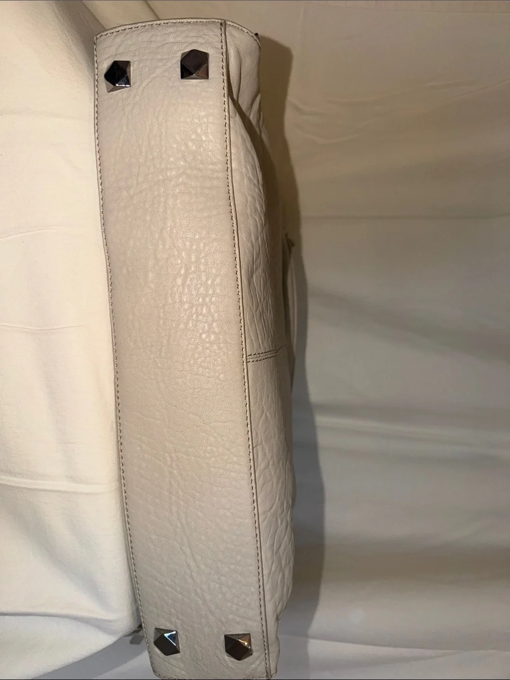Vince Camuto Taupe Leather Tote with Front Zip Pocket